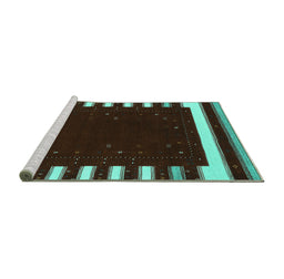 Sideview of Machine Washable Abstract Turquoise Contemporary Area Rugs, wshcon2350turq