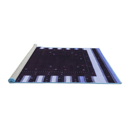 Sideview of Machine Washable Abstract Blue Contemporary Rug, wshcon2350blu