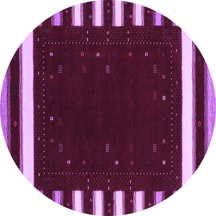 Round Abstract Purple Contemporary Rug, con2350pur