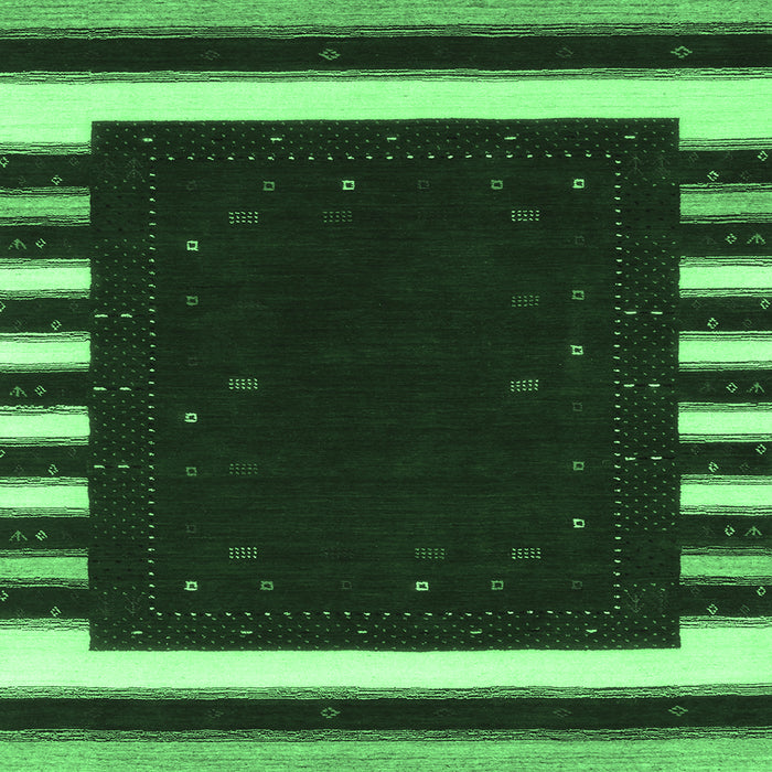 Square Abstract Emerald Green Contemporary Rug, con2350emgrn