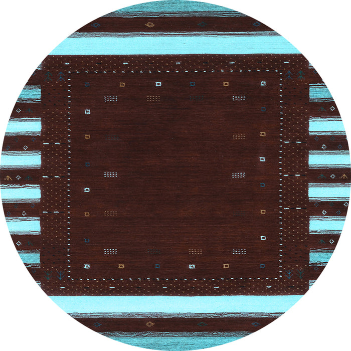 Round Abstract Light Blue Contemporary Rug, con2350lblu