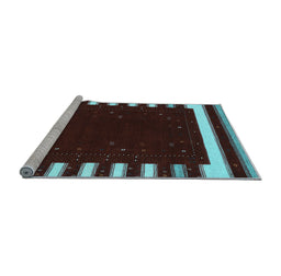 Sideview of Machine Washable Abstract Light Blue Contemporary Rug, wshcon2350lblu
