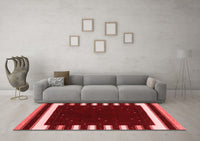 Machine Washable Abstract Red Contemporary Rug, wshcon2350red