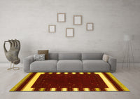 Machine Washable Abstract Yellow Contemporary Rug, wshcon2350yw