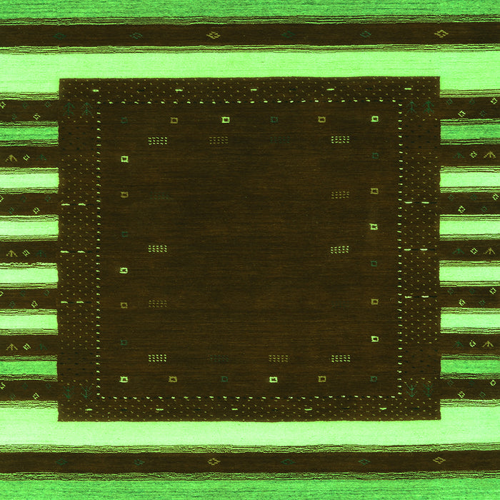 Serging Thickness of Abstract Green Contemporary Rug, con2350grn