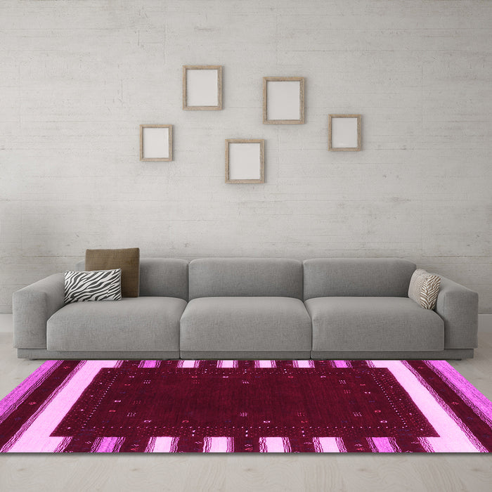 Machine Washable Abstract Pink Contemporary Rug in a Living Room, wshcon2350pnk