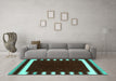 Machine Washable Abstract Turquoise Contemporary Area Rugs in a Living Room,, wshcon2350turq