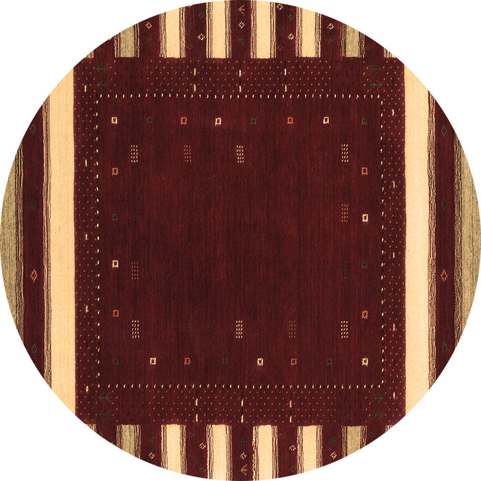 Round Machine Washable Abstract Brown Contemporary Rug, wshcon2350brn