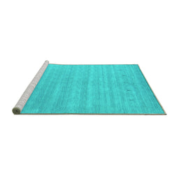 Sideview of Machine Washable Abstract Turquoise Contemporary Area Rugs, wshcon2351turq