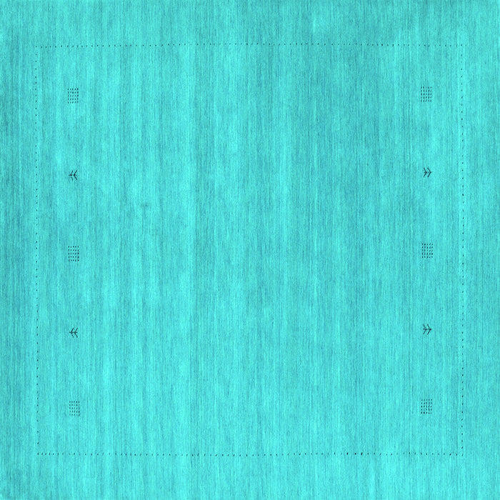 Square Machine Washable Abstract Turquoise Contemporary Area Rugs, wshcon2351turq