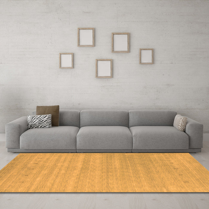Machine Washable Abstract Orange Contemporary Area Rugs in a Living Room, wshcon2351org