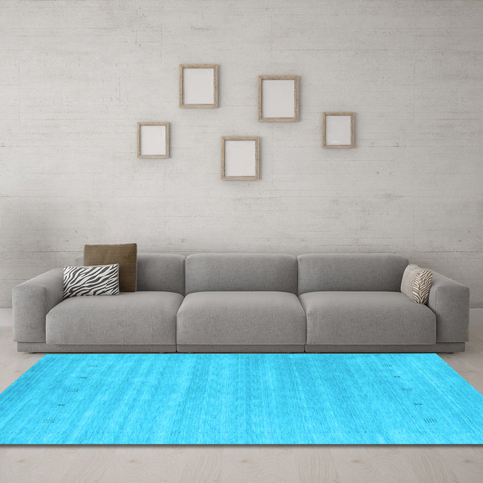 Machine Washable Abstract Light Blue Contemporary Rug in a Living Room, wshcon2351lblu