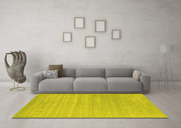 Machine Washable Abstract Yellow Contemporary Rug in a Living Room, wshcon2351yw