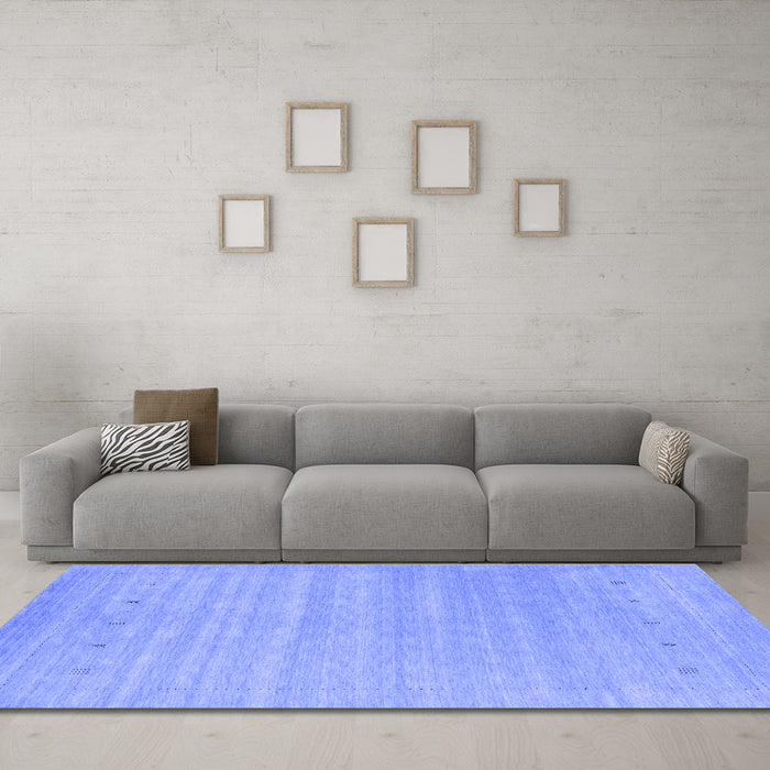 Machine Washable Abstract Blue Contemporary Rug in a Living Room, wshcon2351blu