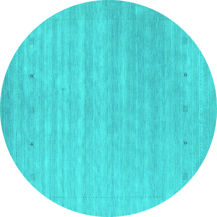 Round Abstract Turquoise Contemporary Rug, con2351turq