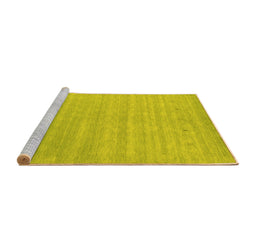 Sideview of Machine Washable Abstract Yellow Contemporary Rug, wshcon2351yw