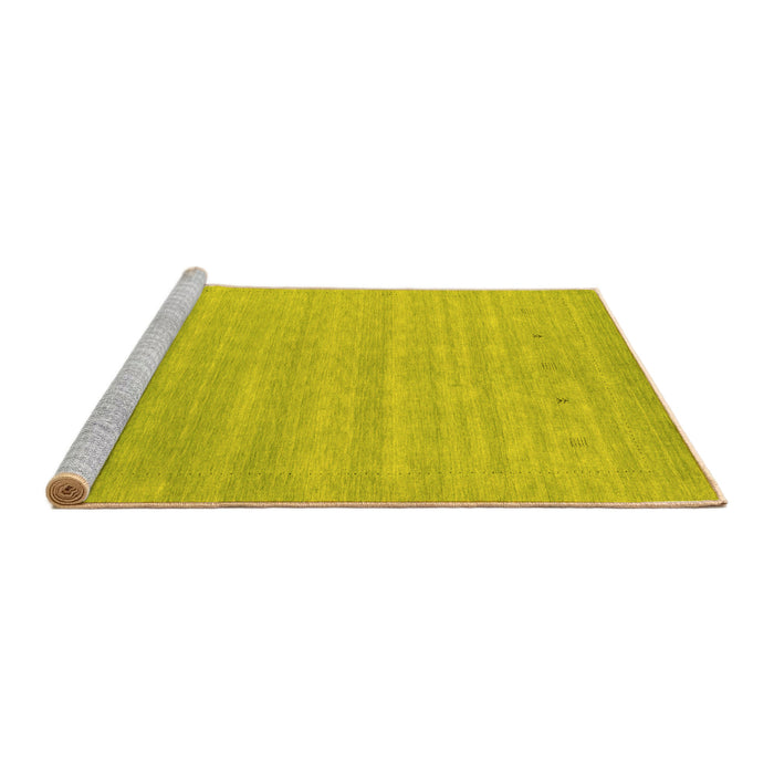 Sideview of Machine Washable Abstract Yellow Contemporary Rug, wshcon2351yw