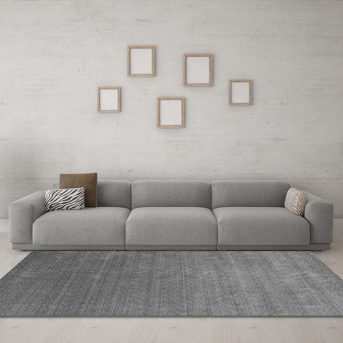 Machine Washable Abstract Gray Contemporary Rug in a Living Room,, wshcon2352gry