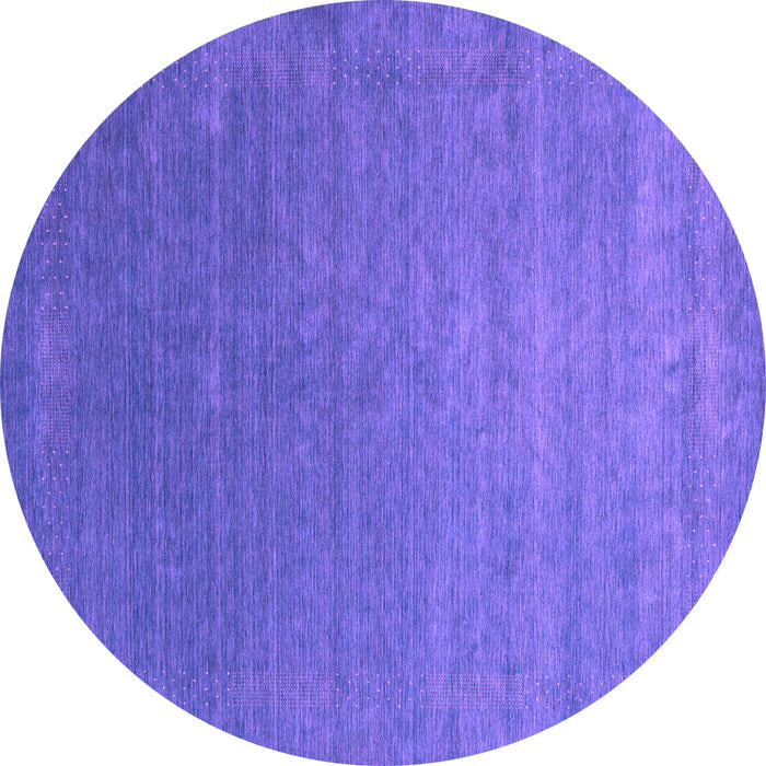 Round Machine Washable Abstract Purple Contemporary Area Rugs, wshcon2352pur