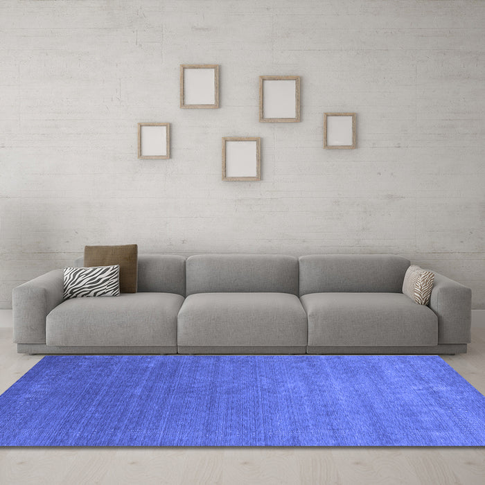 Machine Washable Abstract Blue Contemporary Rug in a Living Room, wshcon2352blu
