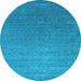 Round Abstract Light Blue Contemporary Rug, con2352lblu