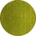 Round Abstract Yellow Contemporary Rug, con2352yw