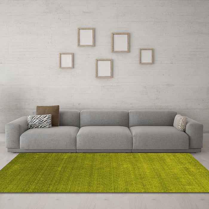 Machine Washable Abstract Yellow Contemporary Rug in a Living Room, wshcon2352yw