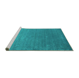 Sideview of Machine Washable Abstract Turquoise Contemporary Area Rugs, wshcon2352turq