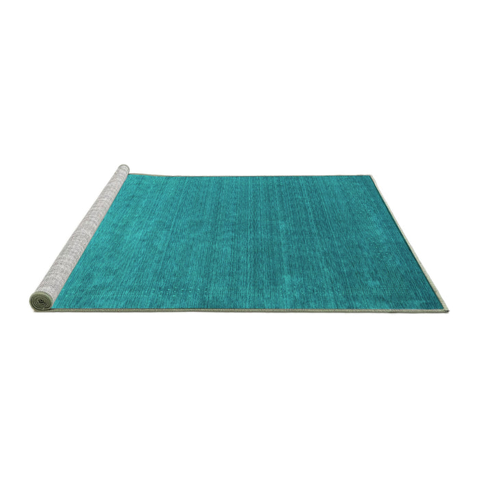 Sideview of Machine Washable Abstract Turquoise Contemporary Area Rugs, wshcon2352turq