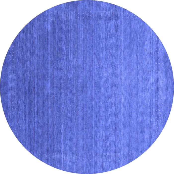 Round Abstract Blue Contemporary Rug, con2352blu