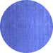 Round Abstract Blue Contemporary Rug, con2352blu