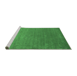 Sideview of Machine Washable Abstract Emerald Green Contemporary Area Rugs, wshcon2352emgrn