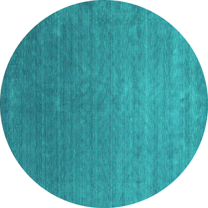 Round Machine Washable Abstract Turquoise Contemporary Area Rugs, wshcon2352turq