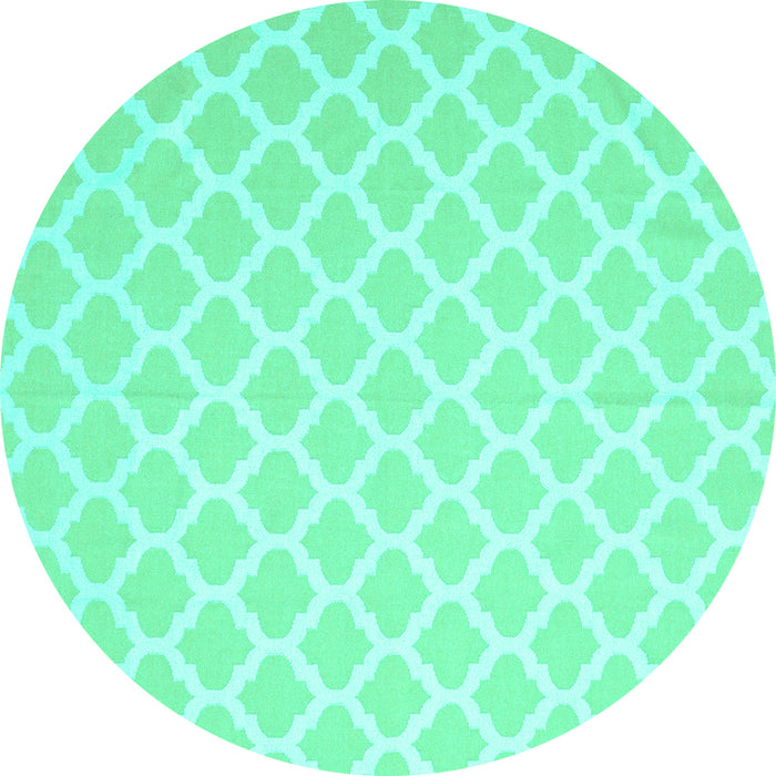 Round Machine Washable Trellis Turquoise Modern Area Rugs, wshcon2353turq