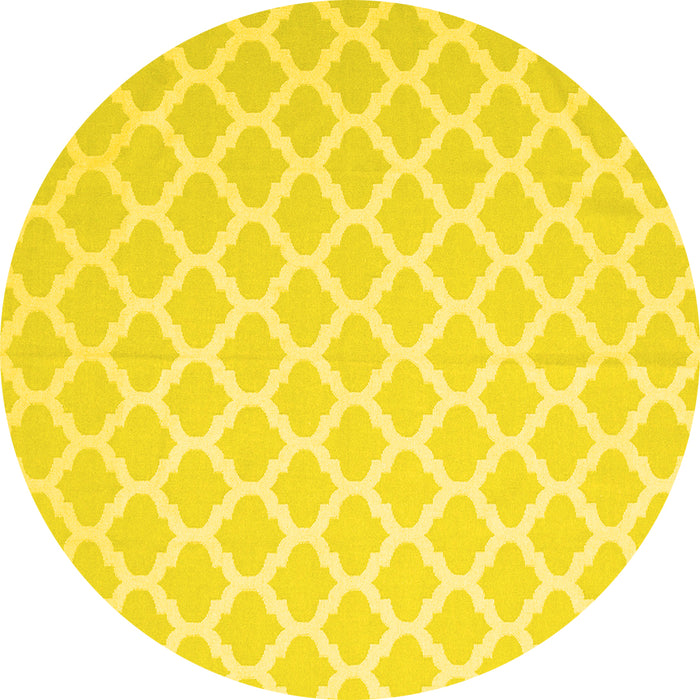 Round Trellis Yellow Modern Rug, con2353yw