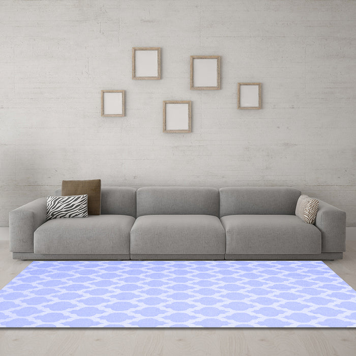 Machine Washable Trellis Blue Modern Rug in a Living Room, wshcon2353blu