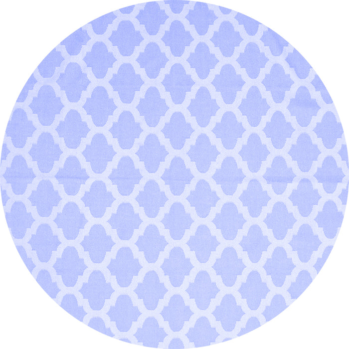 Round Machine Washable Trellis Blue Modern Rug, wshcon2353blu