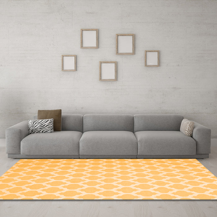 Machine Washable Trellis Orange Modern Area Rugs in a Living Room, wshcon2353org