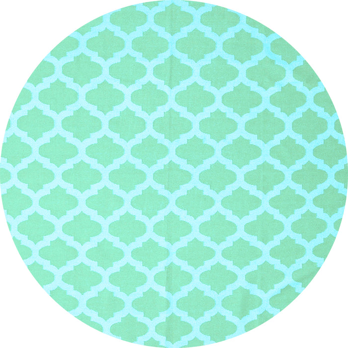 Round Machine Washable Trellis Light Blue Modern Rug, wshcon2353lblu