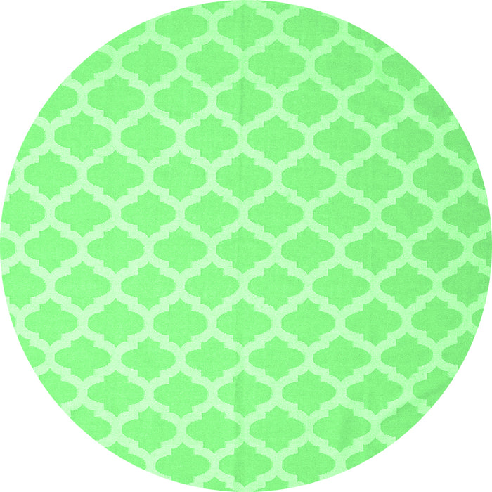 Round Machine Washable Trellis Emerald Green Modern Area Rugs, wshcon2353emgrn