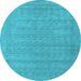 Round Machine Washable Abstract Light Blue Contemporary Rug, wshcon2354lblu