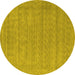 Round Machine Washable Abstract Yellow Contemporary Rug, wshcon2354yw