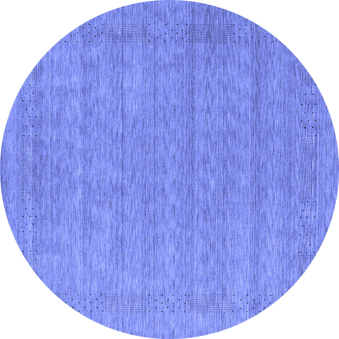Round Abstract Blue Contemporary Rug, con2354blu