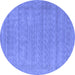 Round Abstract Blue Contemporary Rug, con2354blu