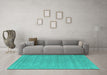 Machine Washable Abstract Turquoise Contemporary Area Rugs in a Living Room,, wshcon2354turq