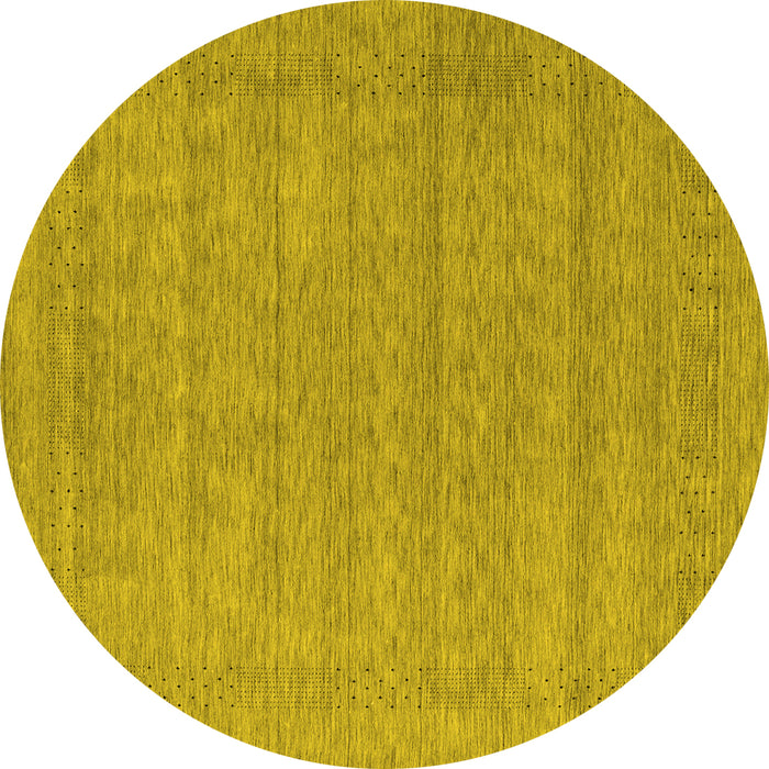 Round Abstract Yellow Contemporary Rug, con2354yw