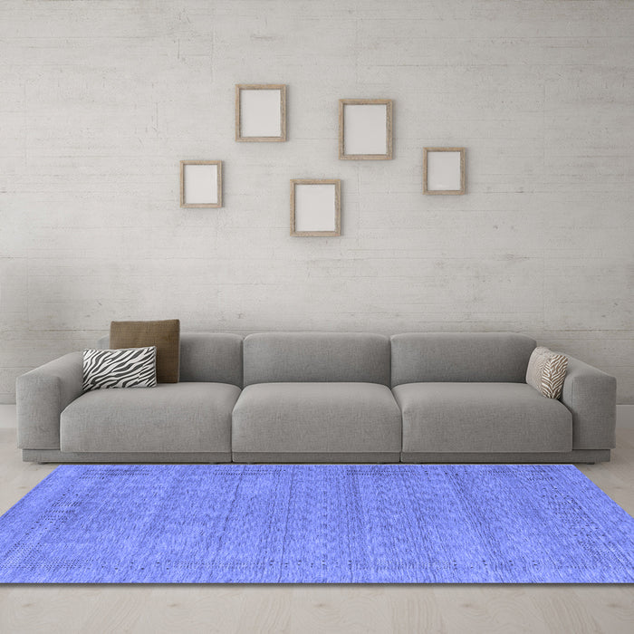 Machine Washable Abstract Blue Contemporary Rug in a Living Room, wshcon2354blu