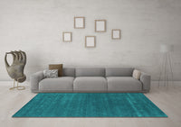 Machine Washable Abstract Turquoise Contemporary Rug, wshcon2355turq