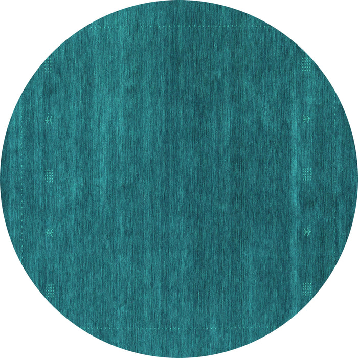 Round Machine Washable Abstract Turquoise Contemporary Area Rugs, wshcon2355turq