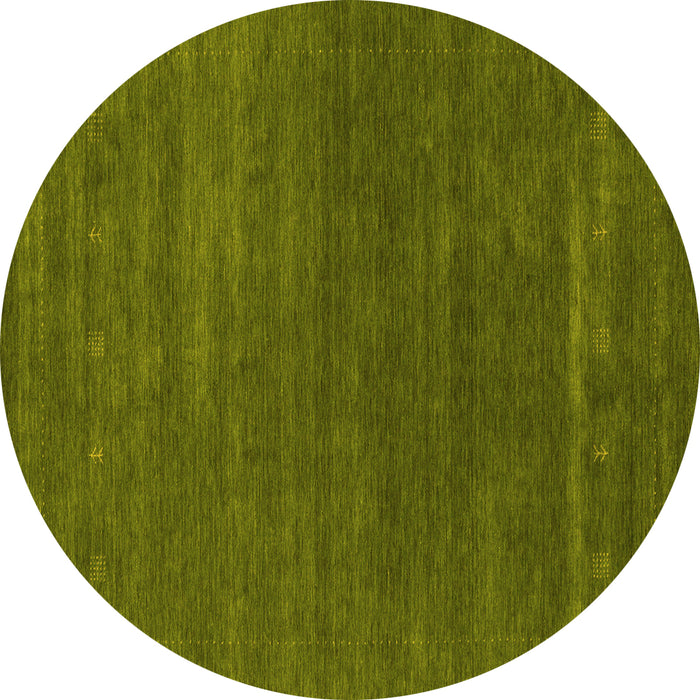 Round Abstract Yellow Contemporary Rug, con2355yw